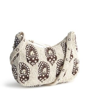 Vera Bradley Mini Roxbury Crescent Shoulder Bag - paisley cottage cream